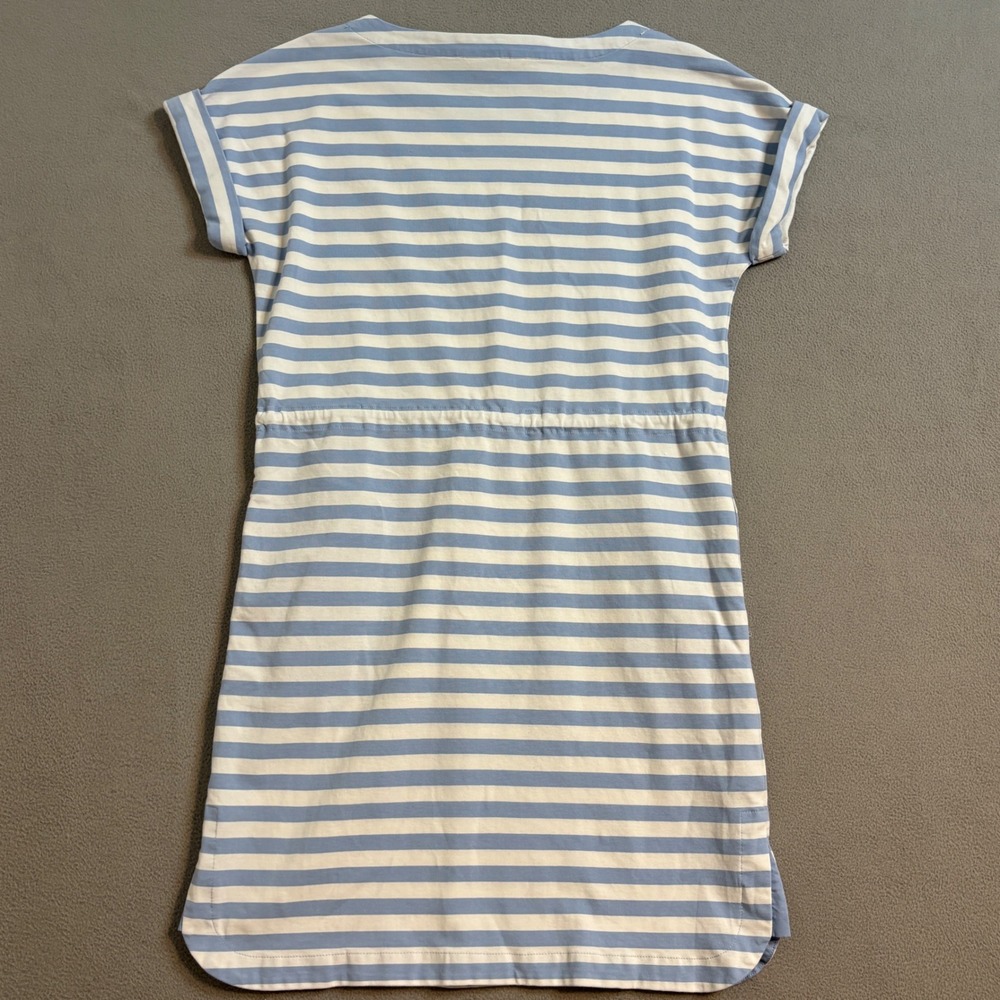 Tommy Bahama XS Blue White Striped Drawstring Waist Mini Dress Short Sleeve - Picture 3 of 8